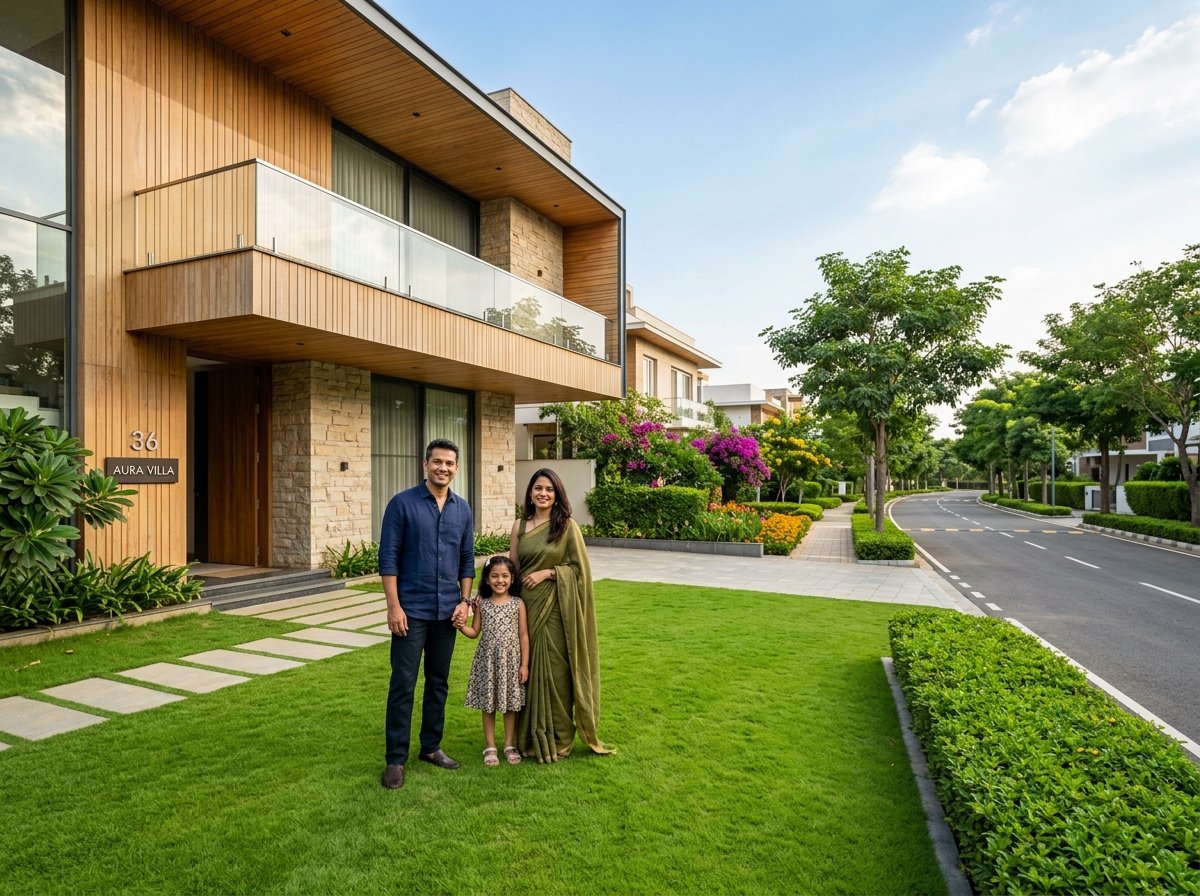 Happy family enjoying life at Raj Ratan gated luxury community