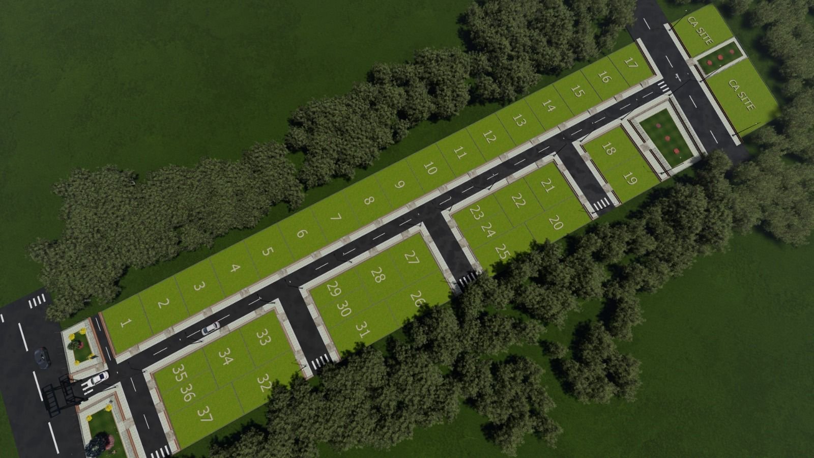 Green Valley Masterplan Aerial View with Numbered Sites